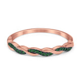 Half Eternity Infinity Twisted Band Rings Simulated CZ 925 Sterling Silver