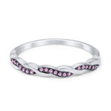 Half Eternity Infinity Twisted Band Rings Simulated CZ 925 Sterling Silver