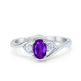 Wedding Ring Oval Cut Round Simulated Cubic Zirconia 925 Sterling Silver