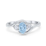 Wedding Ring Oval Cut Round Simulated Cubic Zirconia 925 Sterling Silver