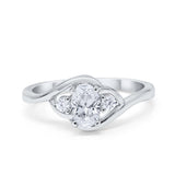 Wedding Ring Oval Cut Round Simulated Cubic Zirconia 925 Sterling Silver