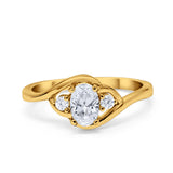 Wedding Ring Oval Cut Round Simulated Cubic Zirconia 925 Sterling Silver