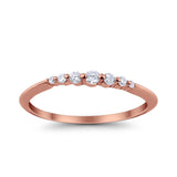 Thin Half Eternity Wedding Band Ring Round Simulated CZ 925 Sterling Silver