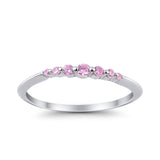 Thin Half Eternity Wedding Band Ring Round Simulated CZ 925 Sterling Silver