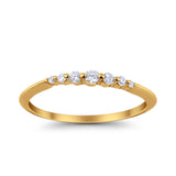 Thin Half Eternity Wedding Band Ring Round Simulated CZ 925 Sterling Silver
