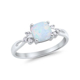 Wedding Ring Cushion Cut Simulated Purple Amethyst Round CZ 925 Sterling Silver