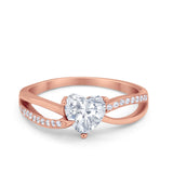 Engagement Heart Promise Ring Simulated Cubic Zirconia 925 Sterling Silver