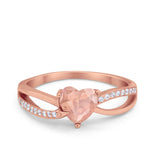 Engagement Heart Promise Ring Simulated Cubic Zirconia 925 Sterling Silver