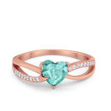 Engagement Heart Promise Ring Simulated Cubic Zirconia 925 Sterling Silver