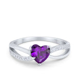 Engagement Heart Promise Ring Simulated Cubic Zirconia 925 Sterling Silver