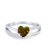 Engagement Heart Promise Ring Simulated Cubic Zirconia 925 Sterling Silver