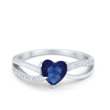 Engagement Heart Promise Ring Simulated Cubic Zirconia 925 Sterling Silver