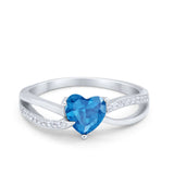 Engagement Heart Promise Ring Simulated Cubic Zirconia 925 Sterling Silver