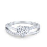 Engagement Heart Promise Ring Simulated Cubic Zirconia 925 Sterling Silver