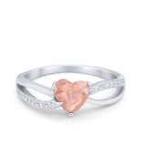 Engagement Heart Promise Ring Simulated Cubic Zirconia 925 Sterling Silver