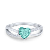 Engagement Heart Promise Ring Simulated Cubic Zirconia 925 Sterling Silver