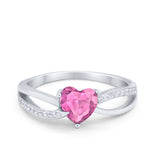 Engagement Heart Promise Ring Simulated Cubic Zirconia 925 Sterling Silver