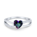 Engagement Heart Promise Ring Simulated Cubic Zirconia 925 Sterling Silver