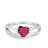 Engagement Heart Promise Ring Simulated Cubic Zirconia 925 Sterling Silver