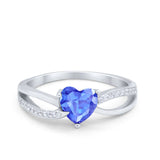Engagement Heart Promise Ring Simulated Cubic Zirconia 925 Sterling Silver