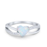 Engagement Heart Promise Ring Simulated Cubic Zirconia 925 Sterling Silver