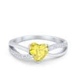 Engagement Heart Promise Ring Simulated Cubic Zirconia 925 Sterling Silver