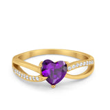 Engagement Heart Promise Ring Simulated Cubic Zirconia 925 Sterling Silver