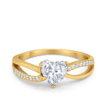 Engagement Heart Promise Ring Simulated Cubic Zirconia 925 Sterling Silver