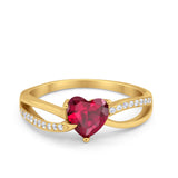 Engagement Heart Promise Ring Simulated Cubic Zirconia 925 Sterling Silver