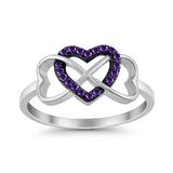 Infinity Heart Promise Eternity Ring Simulated CZ 925 Sterling Silver