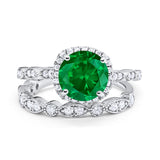 Halo Solitaire Piece Engagement Ring Simulated Cubic Zirconia 925 Sterling Silver
