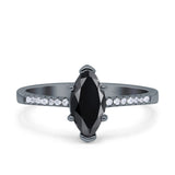 Marquise Solitaire Accent Dazzling Wedding Engagement Ring Round Simulated Cubic Zirconia 925 Sterling Silver