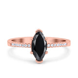 Marquise Solitaire Accent Dazzling Wedding Engagement Ring Round Simulated Cubic Zirconia 925 Sterling Silver