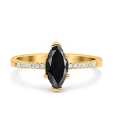 Marquise Solitaire Accent Dazzling Wedding Engagement Ring Round Simulated Cubic Zirconia 925 Sterling Silver