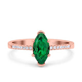 Marquise Solitaire Accent Dazzling Wedding Engagement Ring Round Simulated Cubic Zirconia 925 Sterling Silver