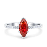 Marquise Solitaire Accent Dazzling Wedding Engagement Ring Round Simulated Cubic Zirconia 925 Sterling Silver
