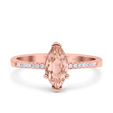 Marquise Solitaire Accent Dazzling Wedding Engagement Ring Round Simulated Cubic Zirconia 925 Sterling Silver