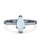 Marquise Solitaire Accent Dazzling Wedding Engagement Ring Round Simulated Cubic Zirconia 925 Sterling Silver