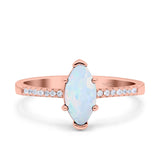 Marquise Solitaire Accent Dazzling Wedding Engagement Ring Round Simulated Cubic Zirconia 925 Sterling Silver