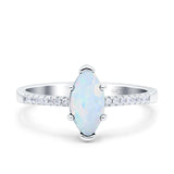 Marquise Solitaire Accent Dazzling Wedding Engagement Ring Round Simulated Cubic Zirconia 925 Sterling Silver