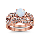 Art Deco Two Piece Braided Ring Simulated Cubic Zirconia 925 Sterling Silver
