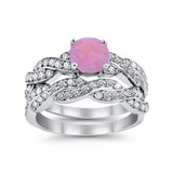 Art Deco Two Piece Braided Ring Simulated Cubic Zirconia 925 Sterling Silver