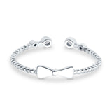Rope Design Bow Ring Round Eternity Simulated Cubic Zirconia 925 Sterling Silver