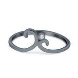 Fashion Swirl Dainty Petite Ring Round Simulated Cubic Zirconia 925 Sterling Silver