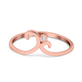 Fashion Swirl Dainty Petite Ring Round Simulated Cubic Zirconia 925 Sterling Silver