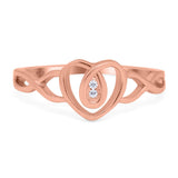 Fashion Heart Promise Ring Infinity Shank Round Simulated Cubic Zirconia 925 Sterling Silver (9mm)