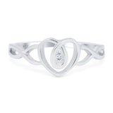 Fashion Heart Promise Ring Infinity Shank Round Simulated Cubic Zirconia 925 Sterling Silver (9mm)
