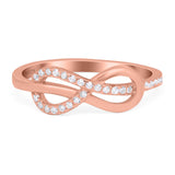 Tangled Knot Infinity Ring Round Simulated Cubic Zirconia 925 Sterling Silver (6mm)