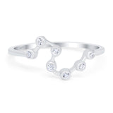 Constellation Ring Half Eternity Round Simulated Cubic Zirconia 925 Sterling Silver (6mm)