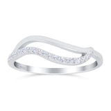 Wave Ring Half Eternity Round Simulated Cubic Zirconia 925 Sterling Silver (7mm)